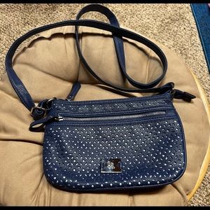 Blue Laser Cut Design Crossbody Purse